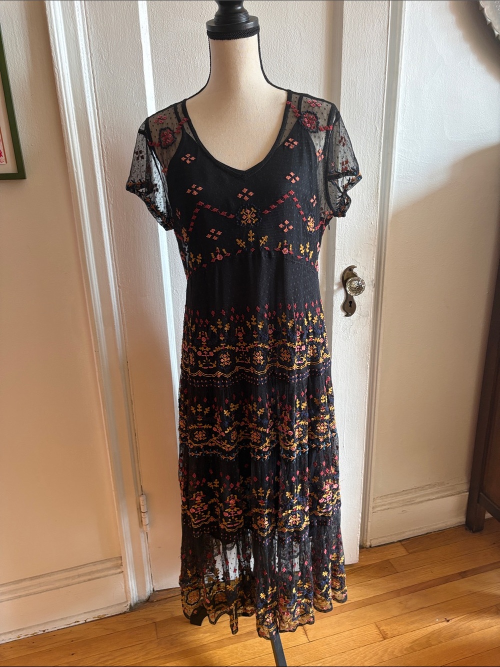 [Sundance] Alize Embroidered Tiered Maxi Dress